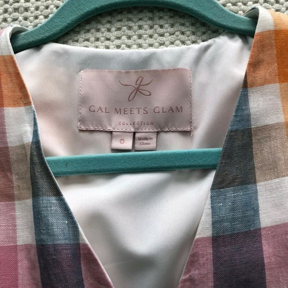 Gal Meets Glam Collection, Linen Check Dress, Size 0 - Picture 3 of 14